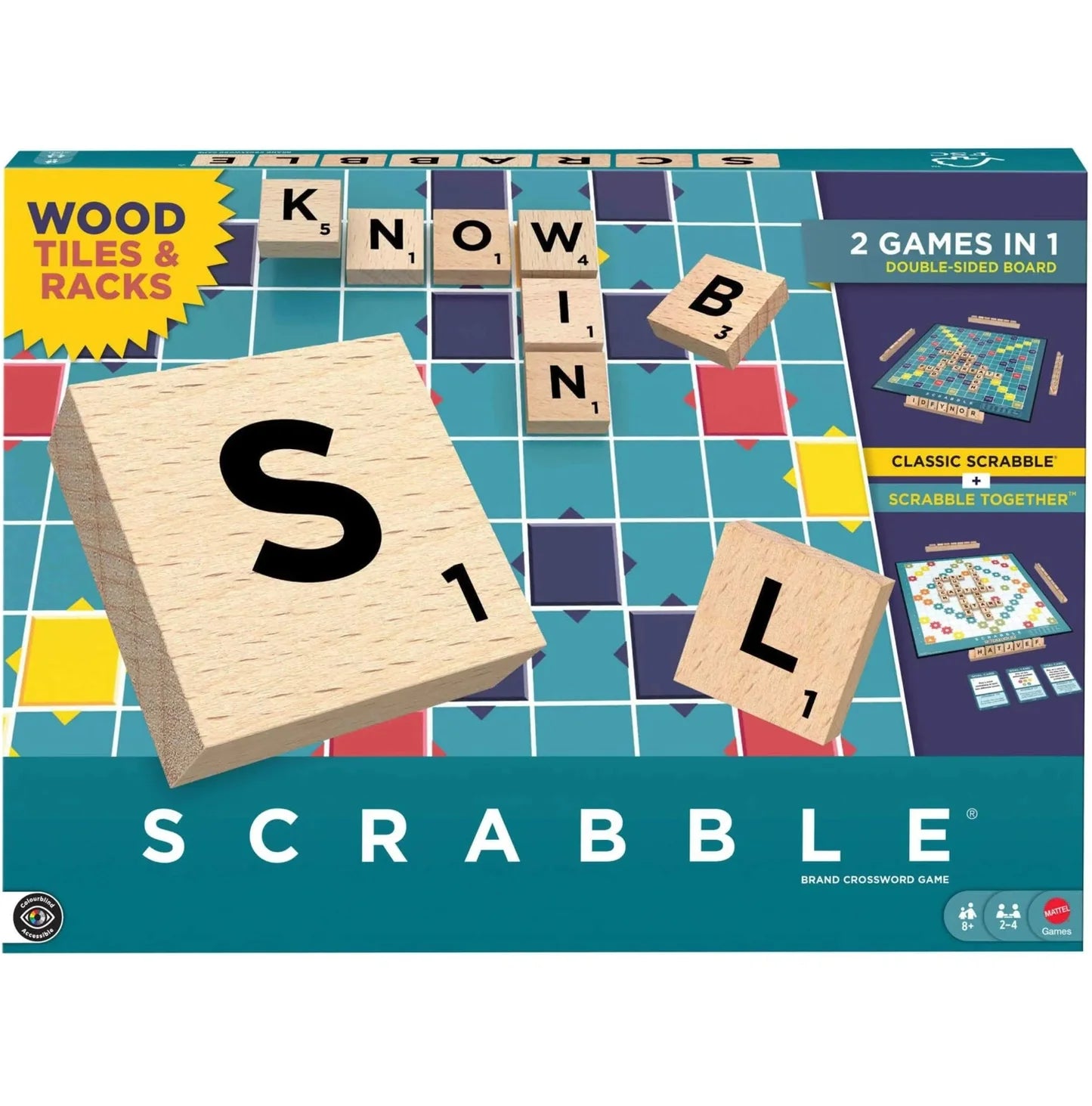 Scrabble 2 Games In 1 - Wood Tiles and Racks