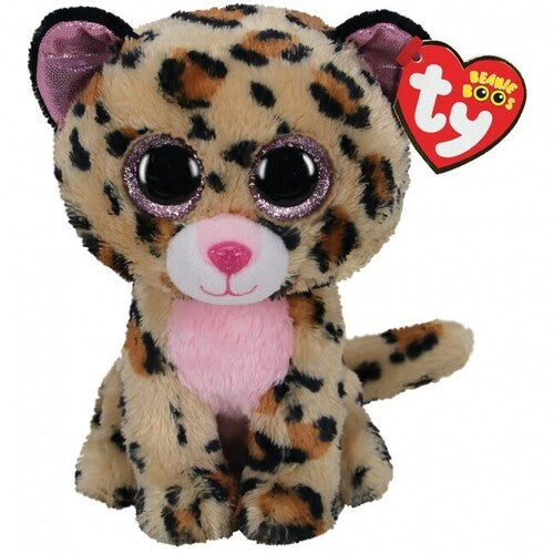 TY Beanie Boo Leopard Brown/Pink LIVVIE Medium 23cm