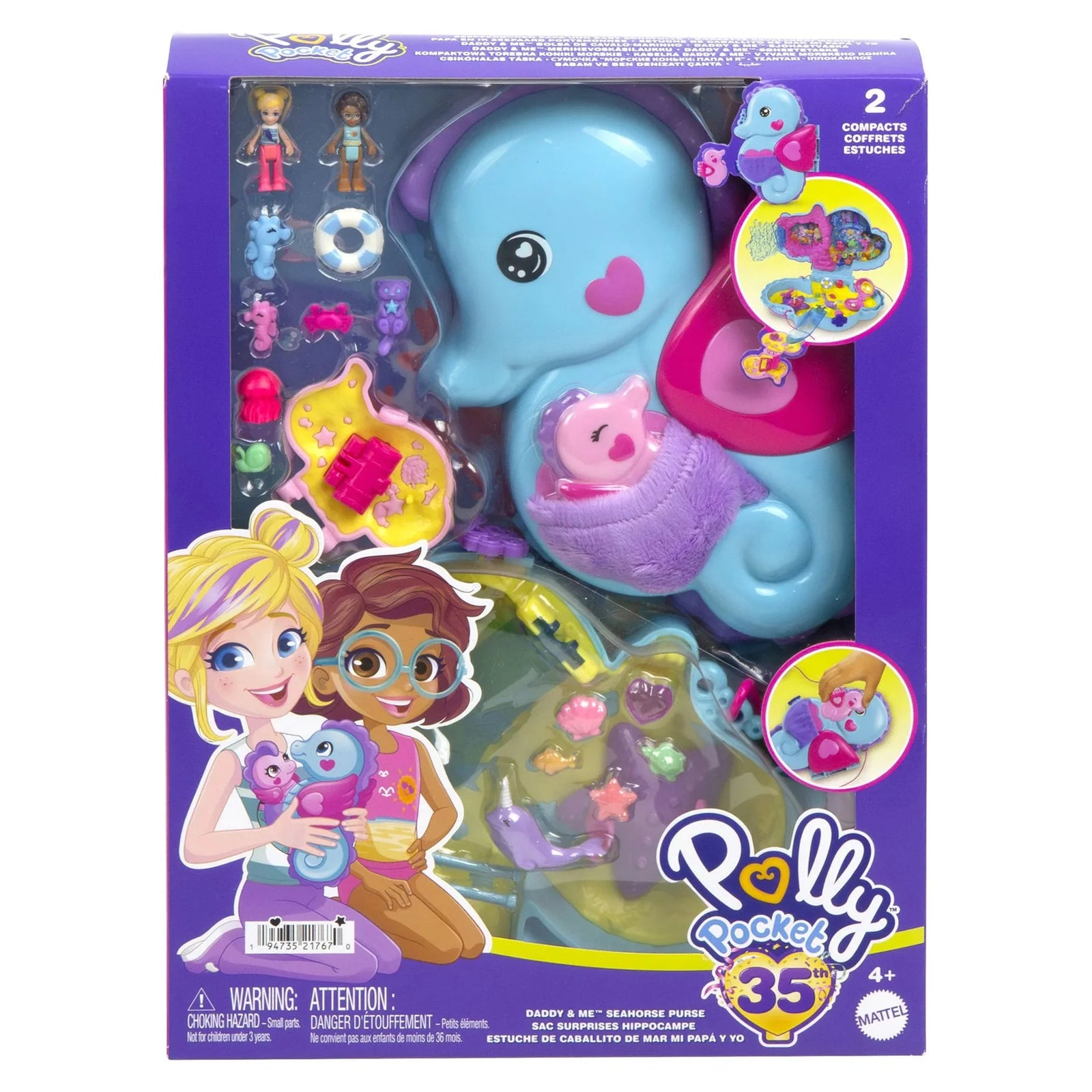 Polly Pocket Daddy & Me Seahorse Purse Wearable Compact