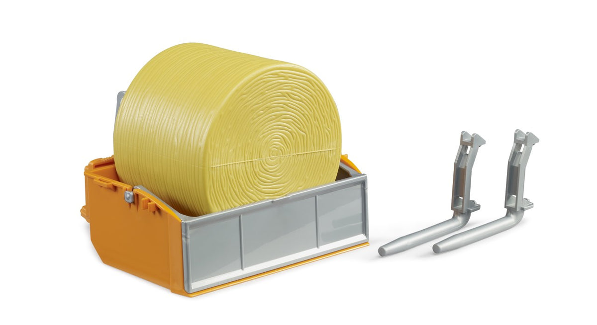 Bruder 02353 Loading Box with Forks &amp; 1 Round Bale