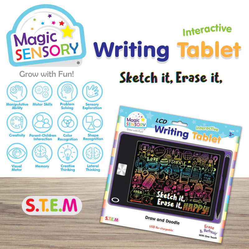 Magic Sensory LCD Interactive Writing Tablet USB Re-chargeable Draw &amp; Doodle Purple
