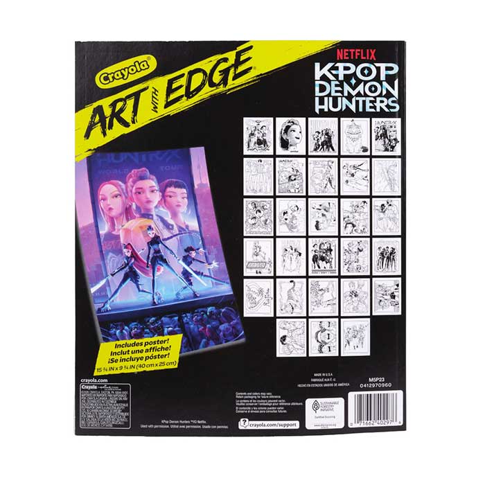 Crayola Art With Edge Colouring Book &amp; Poster Kpop Demon Hunters