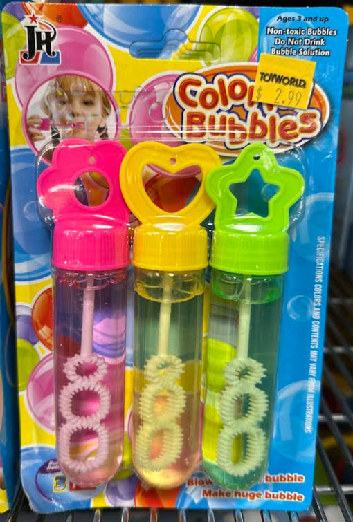 Colourful Bubbles Wands 3 pack (asst colours)