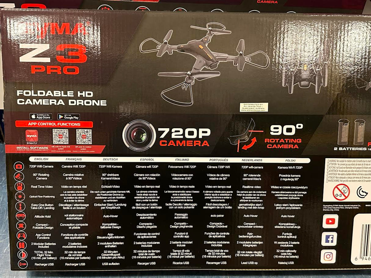 Syma Z3-1 Pro Foldable HD Camera Drone with 2 Batteries req 4 x AA batteries