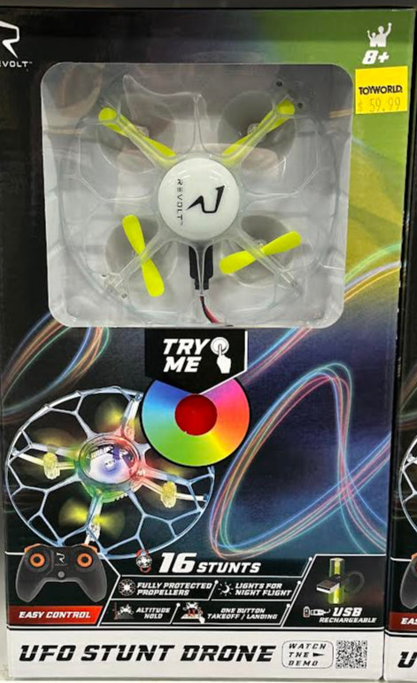 Revolt R/C UFO Stint Drone req 4 x AAA batteries