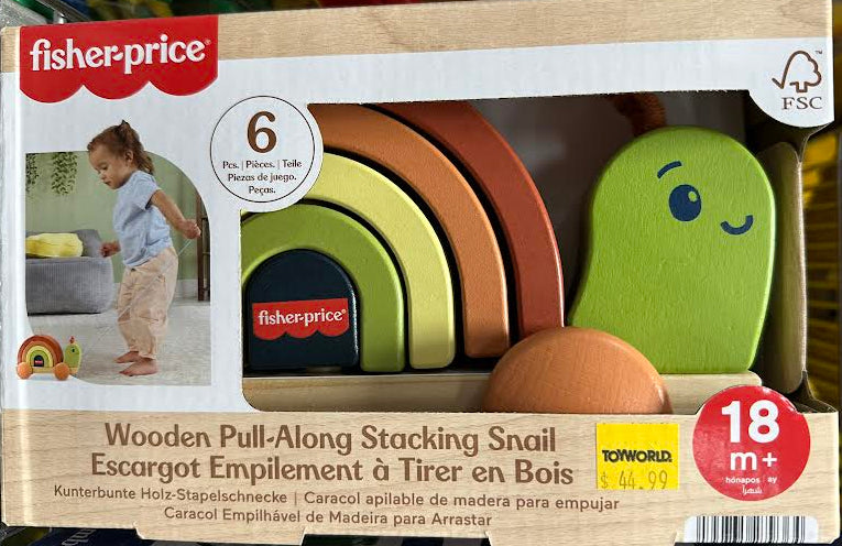 Fisher Price Wooden Pull Along Stacking Snail