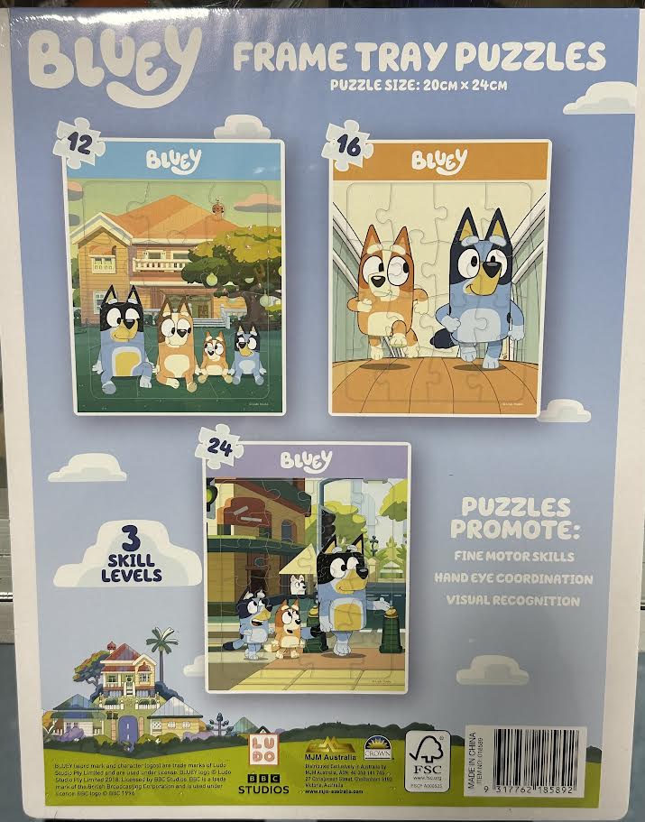 Bluey 3 Pack of Preschool Tray Puzzles