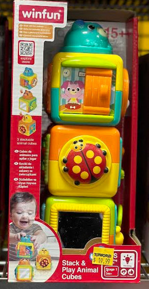 Winfun Stack & Play Activity Animal Cubes NEW