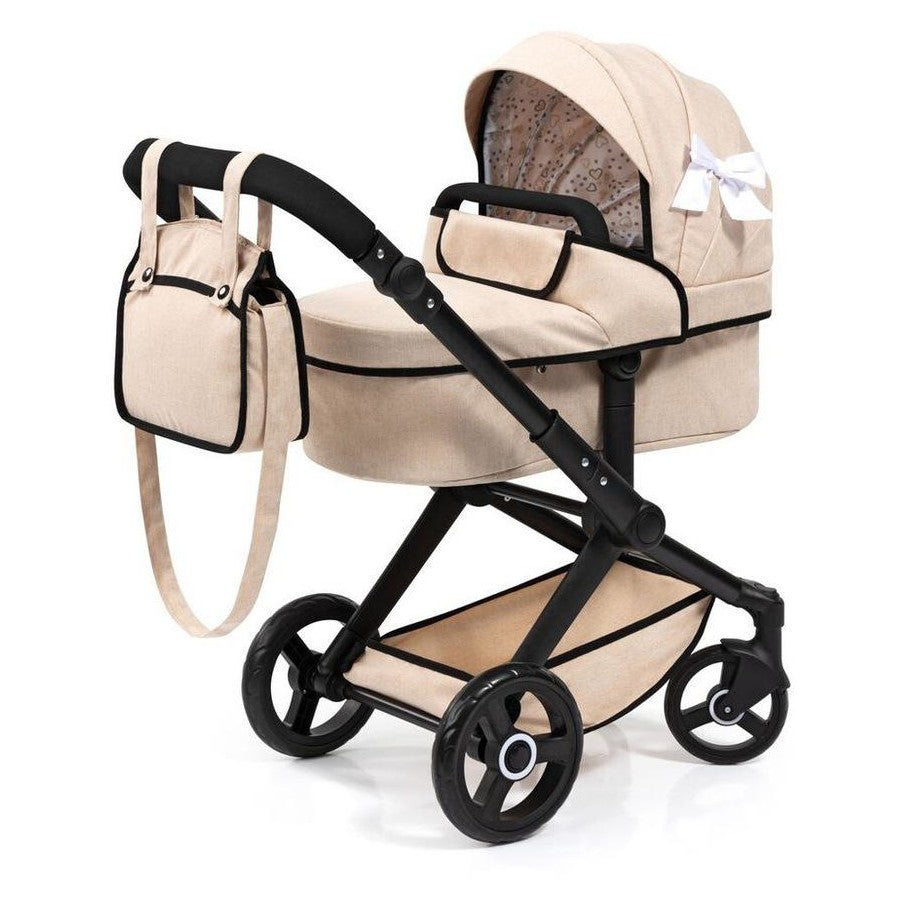 Bayer Doll Pram Xeo Beige with Black Frame and Trim