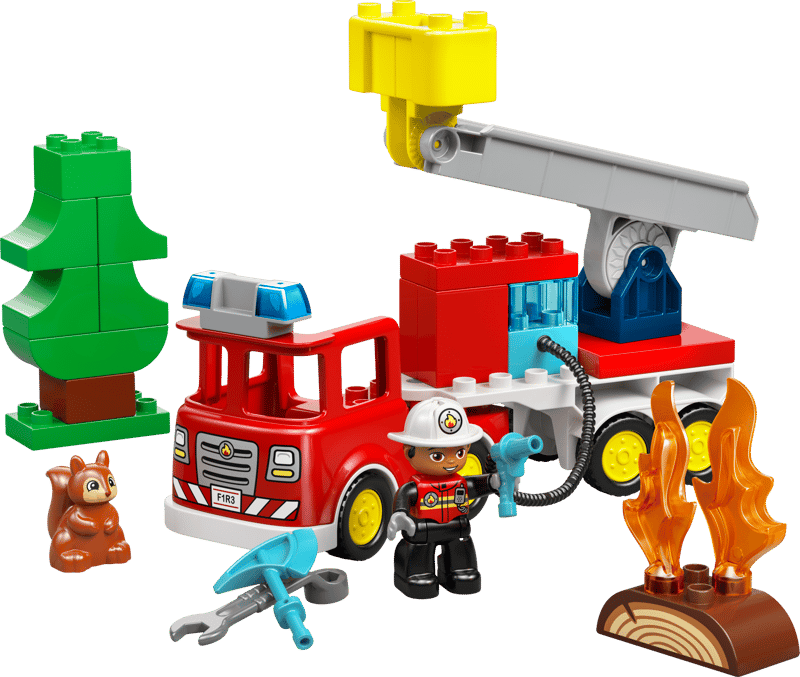Lego 10473 Duplo Fire Truck with Hose and Firefighter