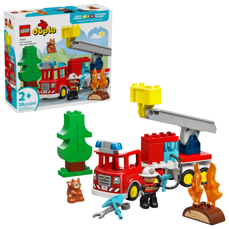 Lego 10473 Duplo Fire Truck with Hose and Firefighter