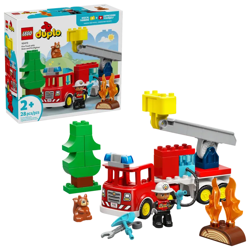Lego 10473 Duplo Fire Truck with Hose and Firefighter