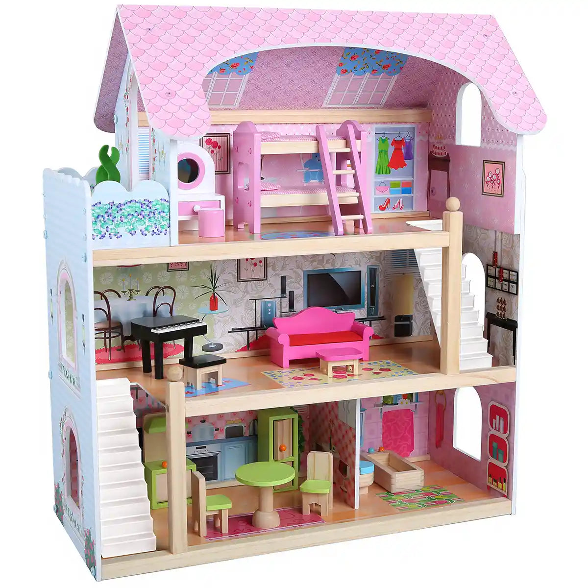 Edu Fun Wooden Doll House with Furniture