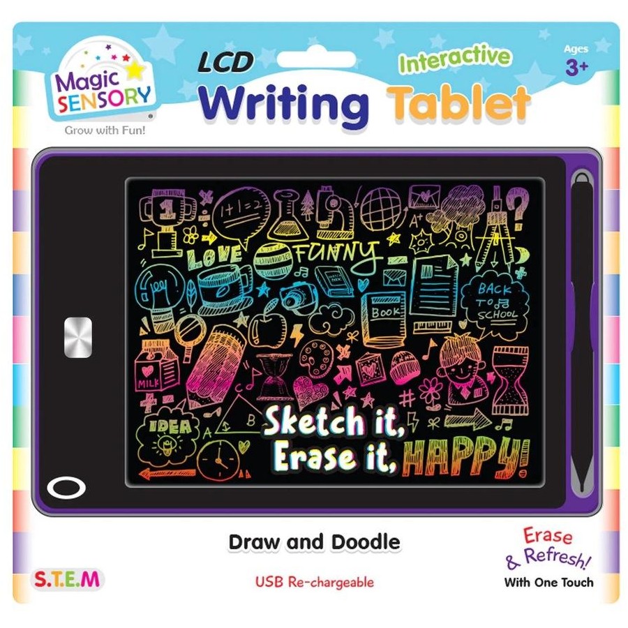 Magic Sensory LCD Interactive Writing Tablet USB Re-chargeable Draw &amp; Doodle Purple