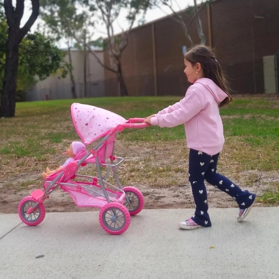 Playworld 3 Wheel Doll Twin Jogger Pink with Stars Design