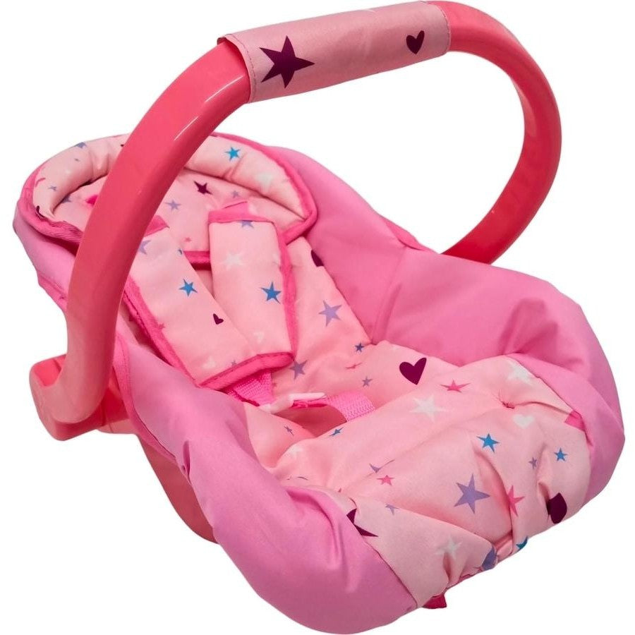 Playworld Pink Star Design Dolls Car Seat Carrier