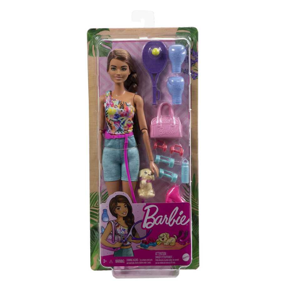 Barbie Wellness Doll with Puppy - Workout Outfit with Roller Skates