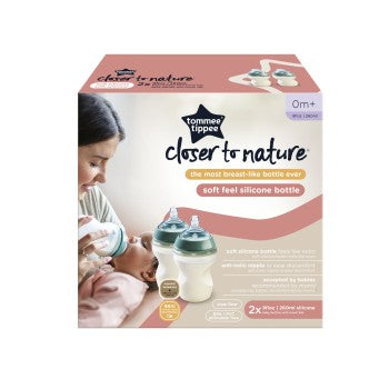 Tommee Tippee 2 Pack 260ml Soft Silicone Bottles