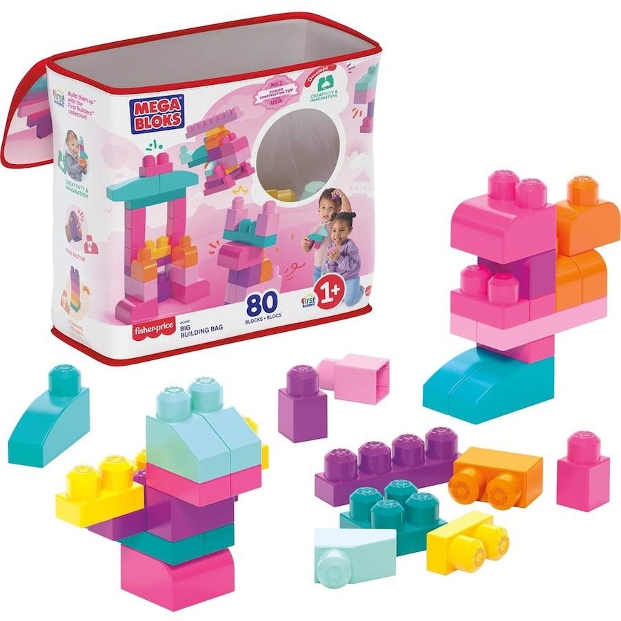 Mega Bloks Big Building Bag 80pc Pink