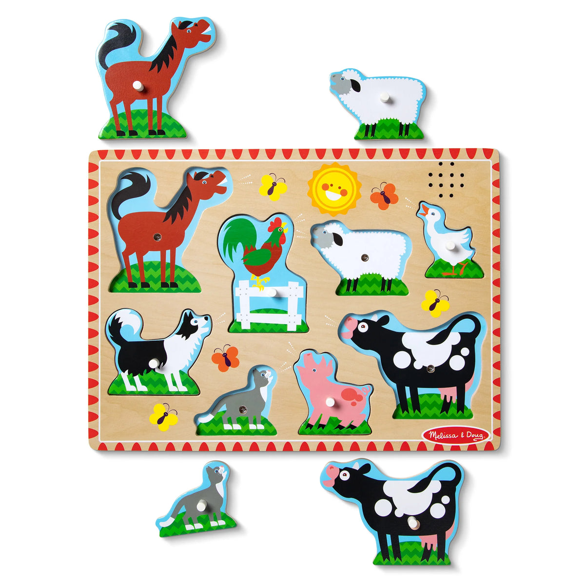 M&amp;D726 Wooden Sound Puzzle - FARM ANIMALS