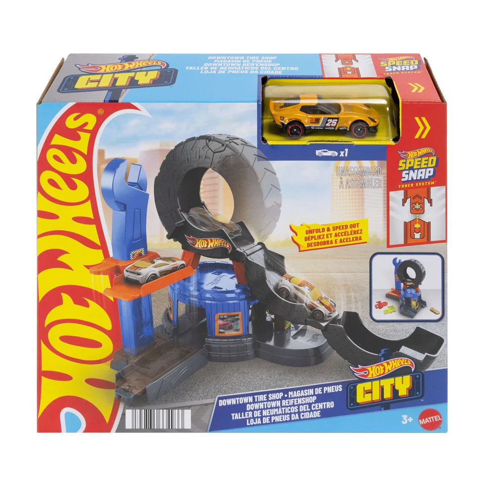 Hot Wheels City Down Town Downtown Tire Shop Playset