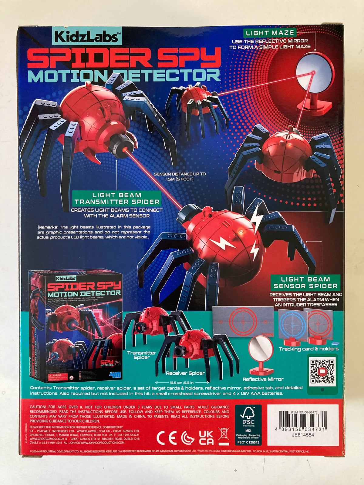4M Kidz Labs Spider Spy Motion Detector req 4 x AAA batteries
