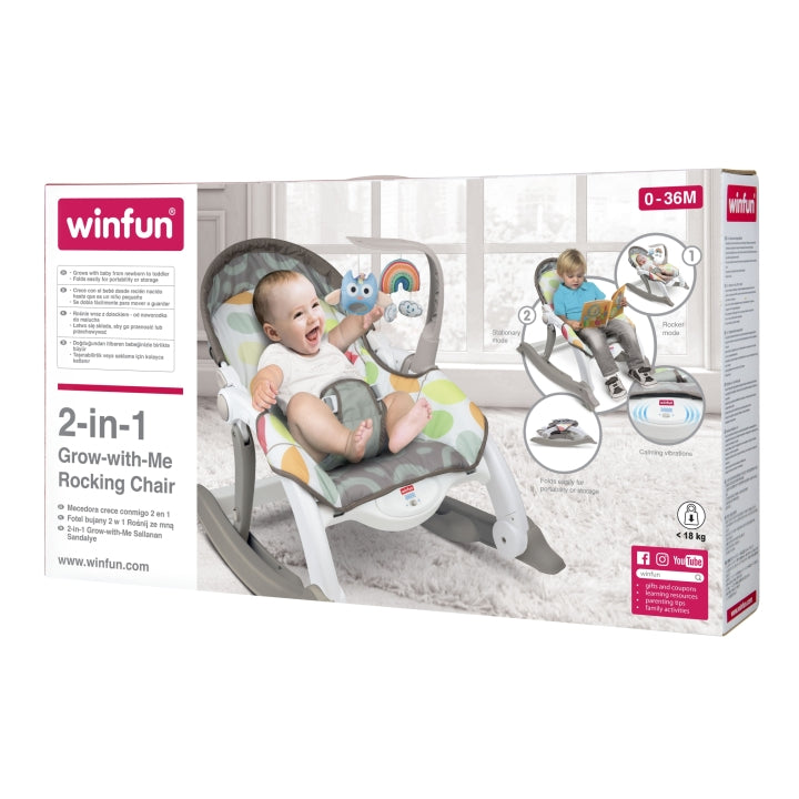 Winfun 2 in 1 Grow With Me Rocking Chair 0 -36m Req 3 AA Batteries