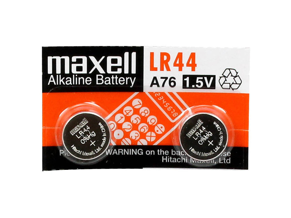 Maxell LR44/A76 1.5v Batteries 2pk