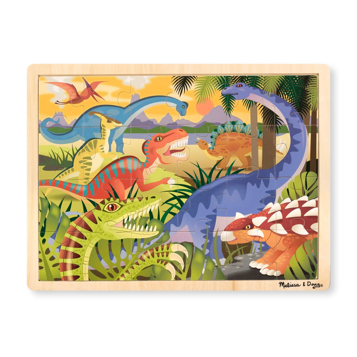 M&amp;D 9066 Dinosaurs Wooden Puzzle 24Pce