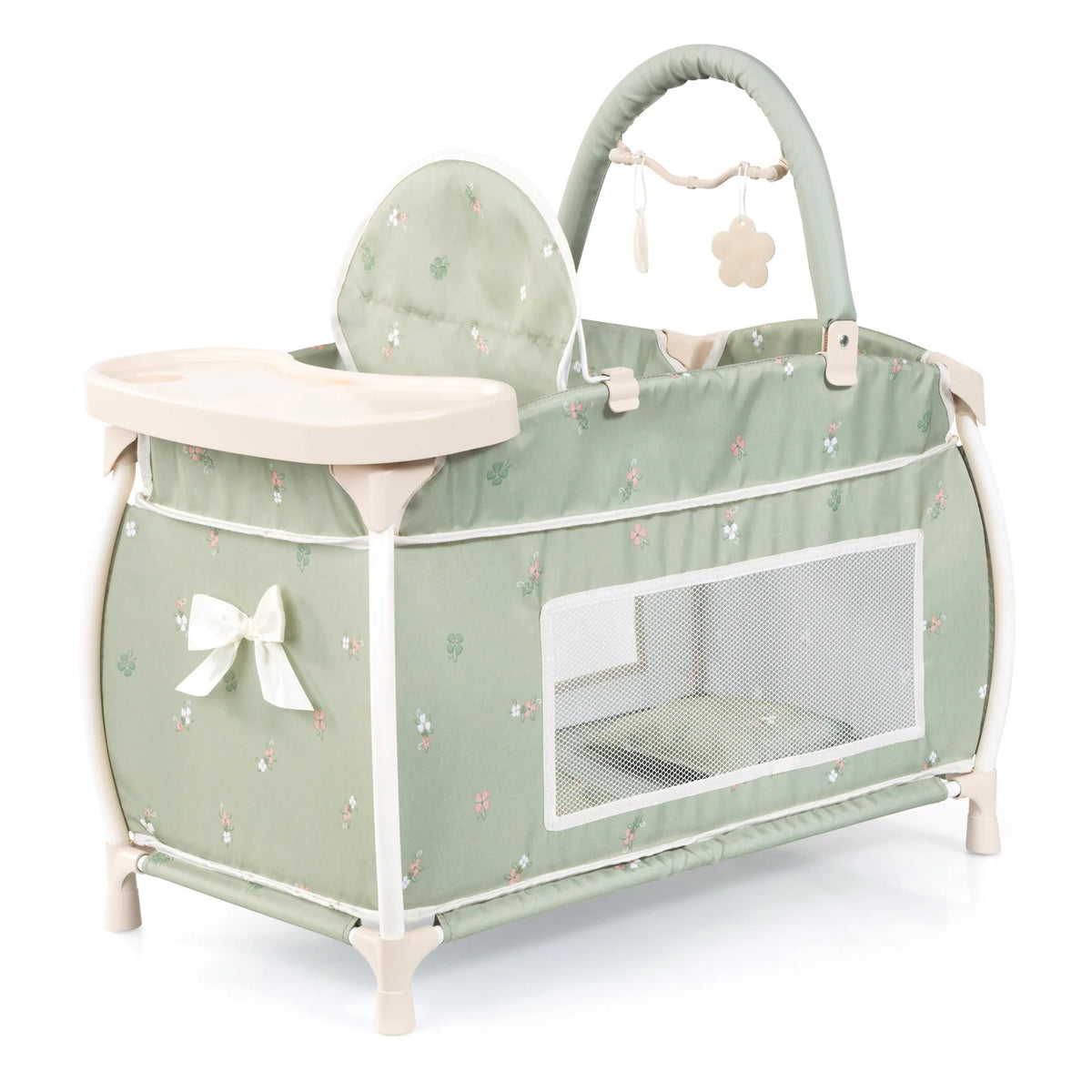 Bayer Doll Multi Bed Doll Cot &amp; Integrated High Chair - Soft Sage Green