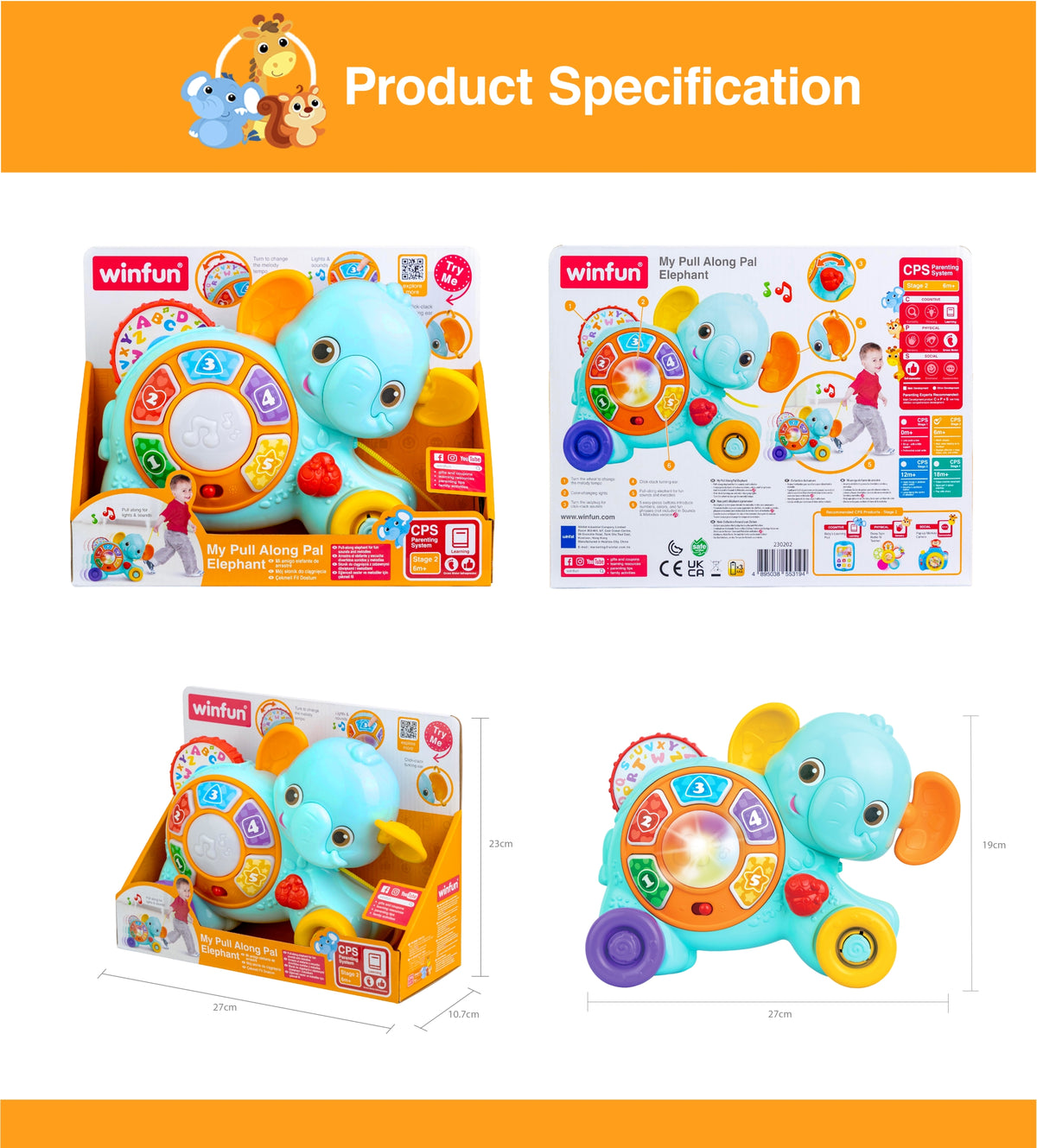 Winfun My Pull Along Pal Elephant Demo Batteries Included