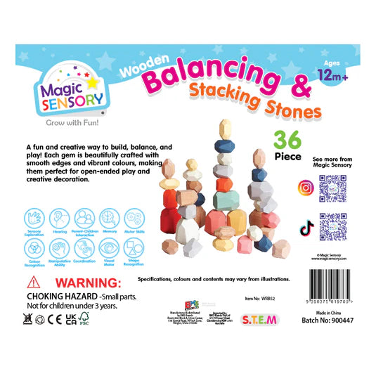 Magic Sensory Wooden Balancing &amp; Stacking Stones 36pc Set