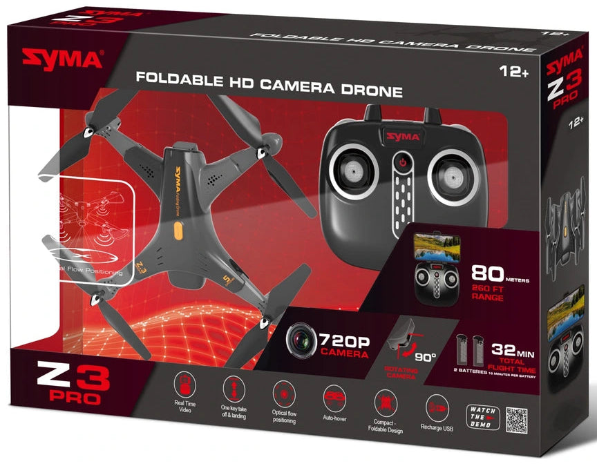Syma Z3-1 Pro Foldable HD Camera Drone with 2 Batteries req 4 x AA batteries