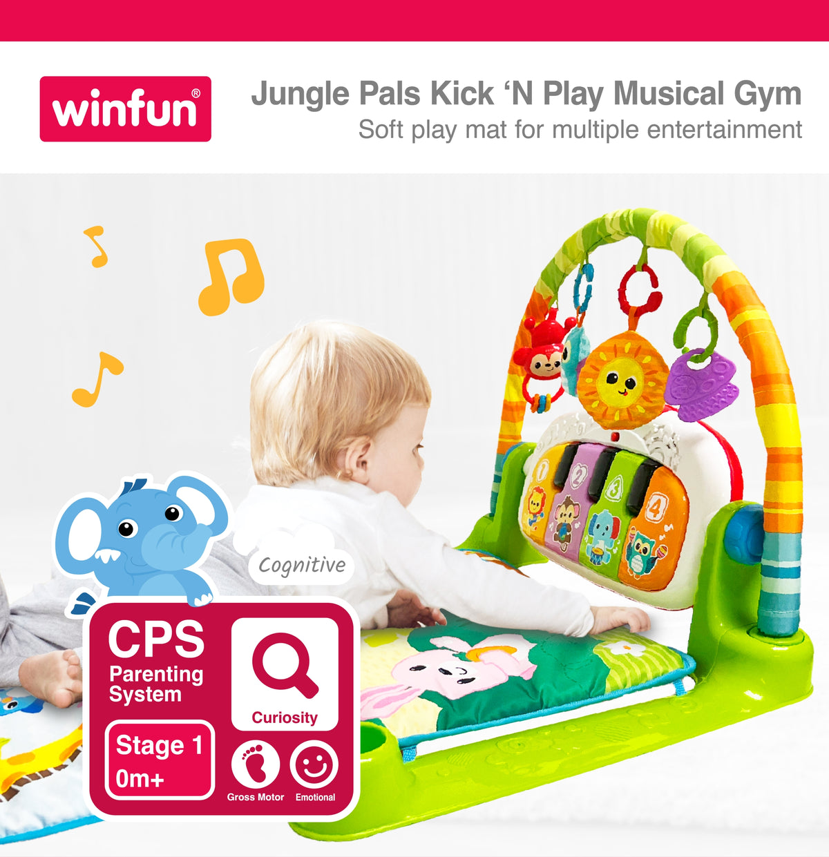 Winfun Jungle Pals Kick N play Musical Gym - Req 3 AAA Batteries