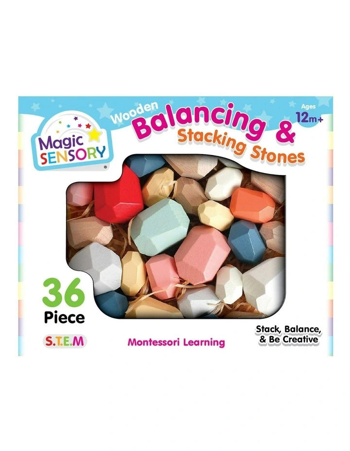 Magic Sensory Wooden Balancing &amp; Stacking Stones 36pc Set