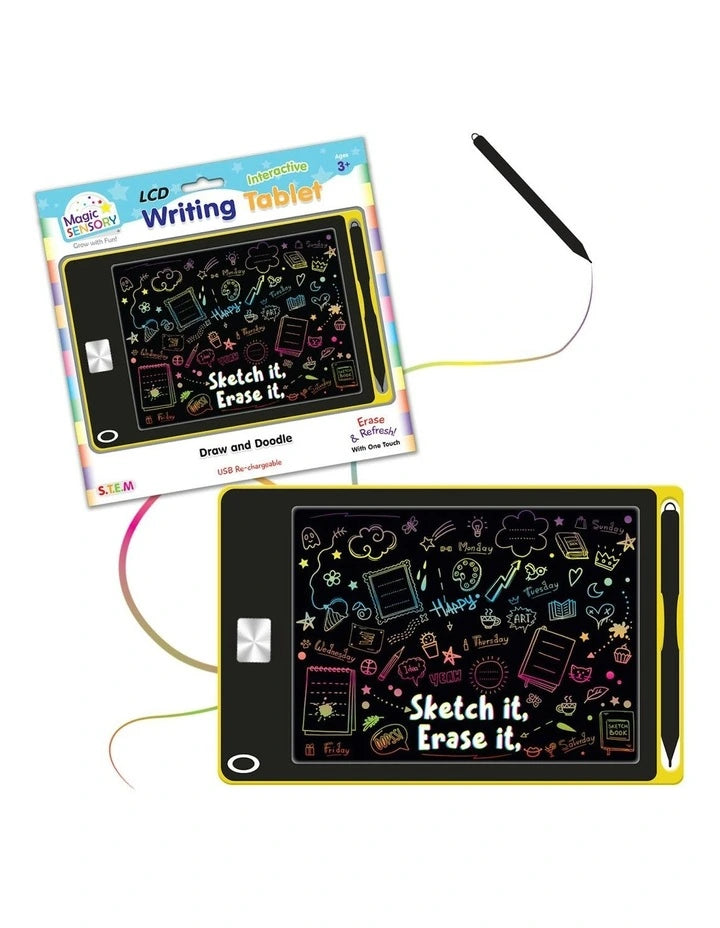 Magic Sensory LCD Interactive Writing Tablet USB Re-chargeable Draw &amp; Doodle Yellow