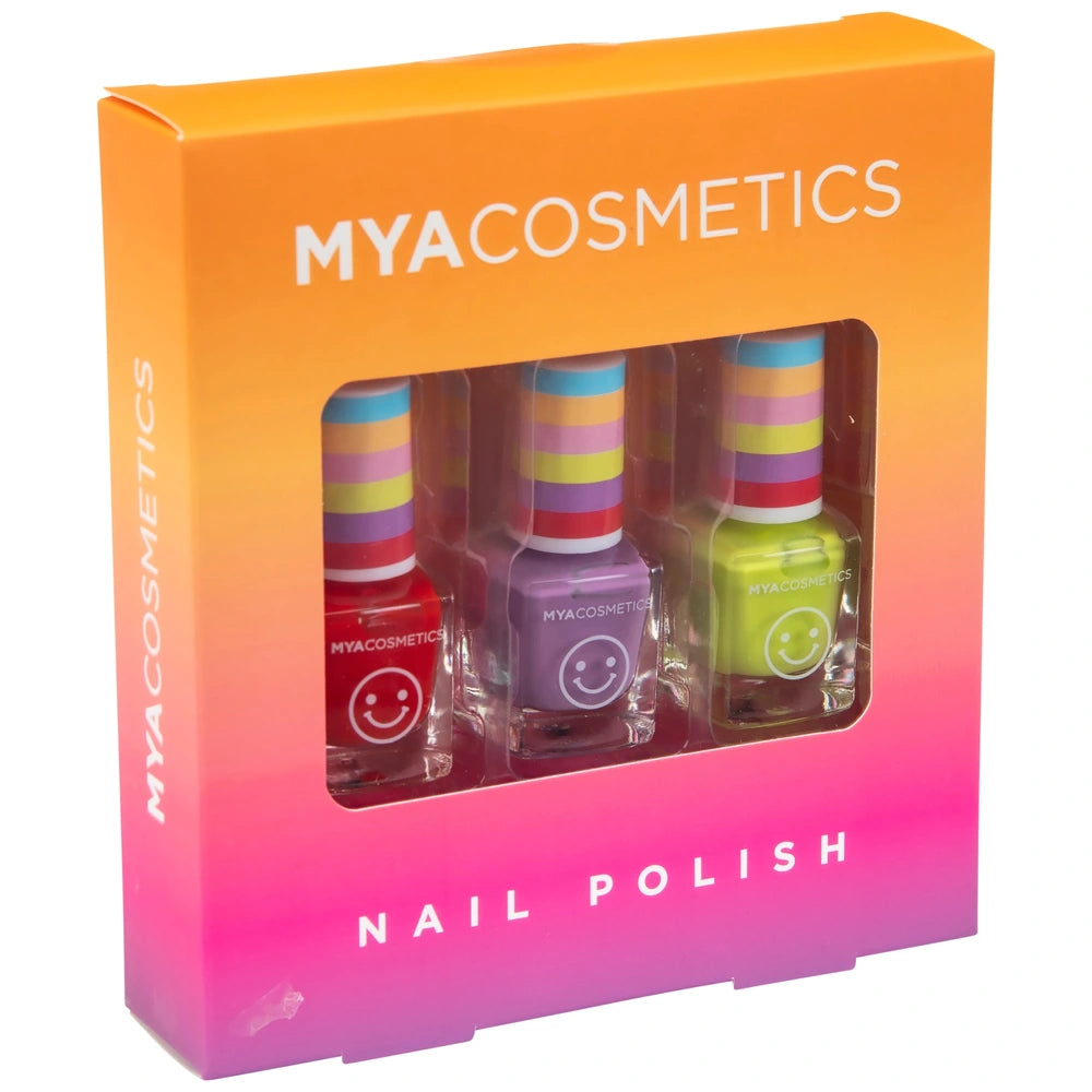 MYA Cosmetics Nail Polish 3 Pack - Red, Purple, Green