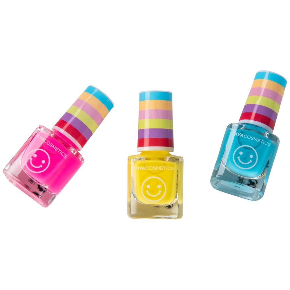 MYA Cosmetics Nail Polish 3 Pack - Blue, Pink, Yellow