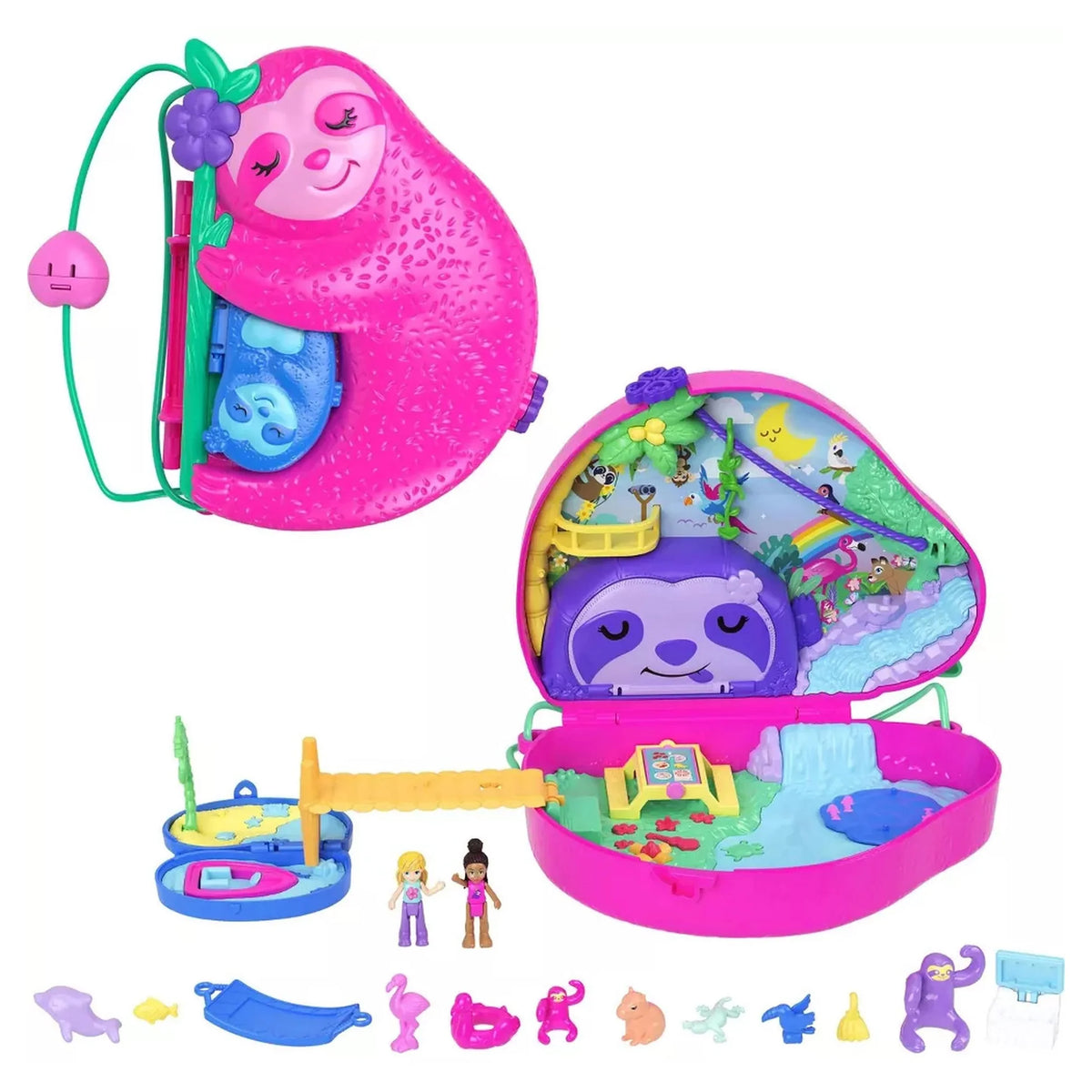 Polly Pocket Wearable Large Purse Sloth Family