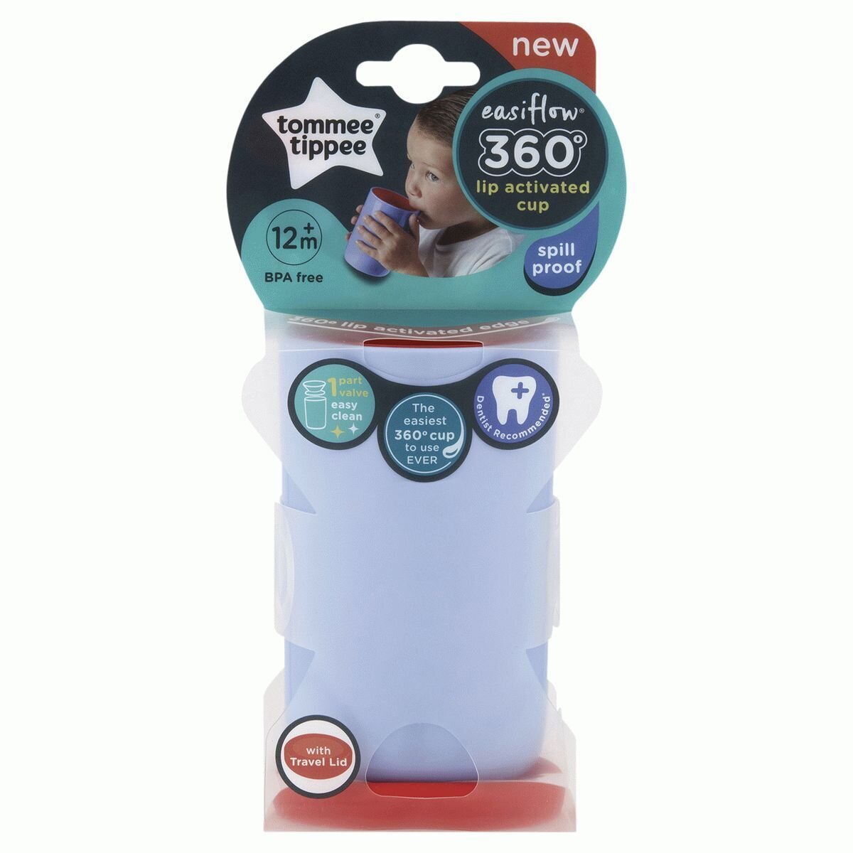 Tommee Tippee Easiflow 360 Lip Activated Purple Cup 12m+