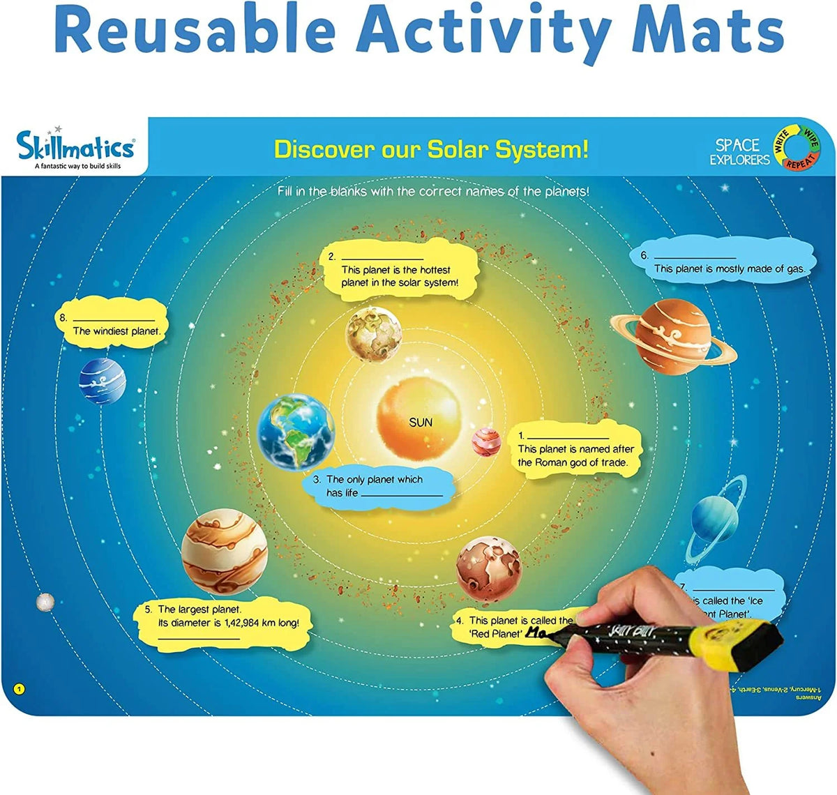 Skillmatics Space Explorers Write and Wipe Activity Mats