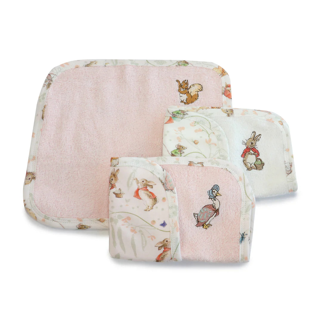 Bubba Blue Peter Rabbit Flopsy, Mopsy &amp; Cottontail 3pk Face Washers Pink