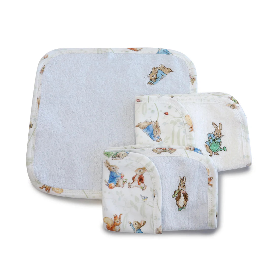 Bubba Blue Peter Rabbit &amp; Benjamin Bunny 3pk Face Washers Blue