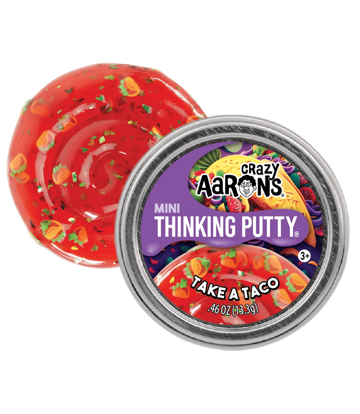 Crazy Aaron&#39;s Putty 2inch Mini Thinking Putty 13.3g Tin Take A Taco