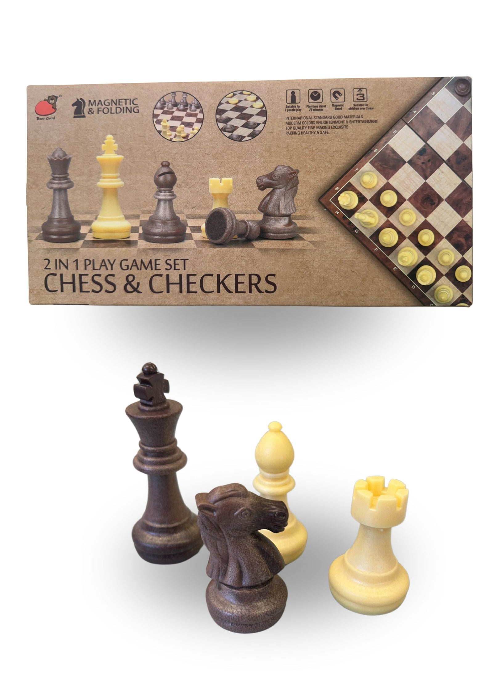 2 in 1 Chess & Checkers Magnetic & Folding Game Set