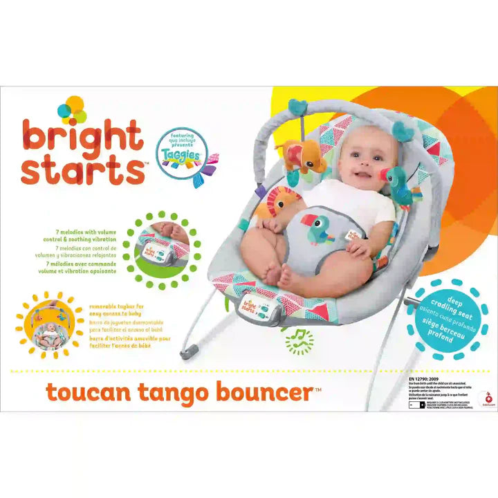 Bright Starts Toucan Tango Bouncer with Vibrations &amp; Melodies req 3 x C batteries