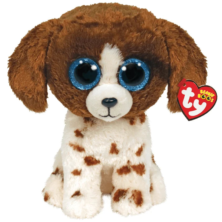 TY Beanie Boo Regular Dog Brown/White MUDDLES