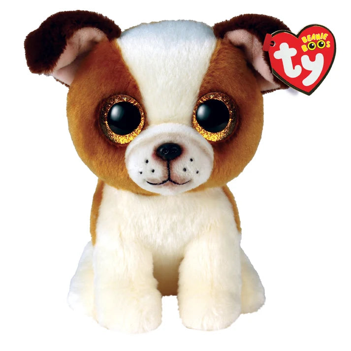 TY Beanie Boo Regular - Brown White Dog HUGO