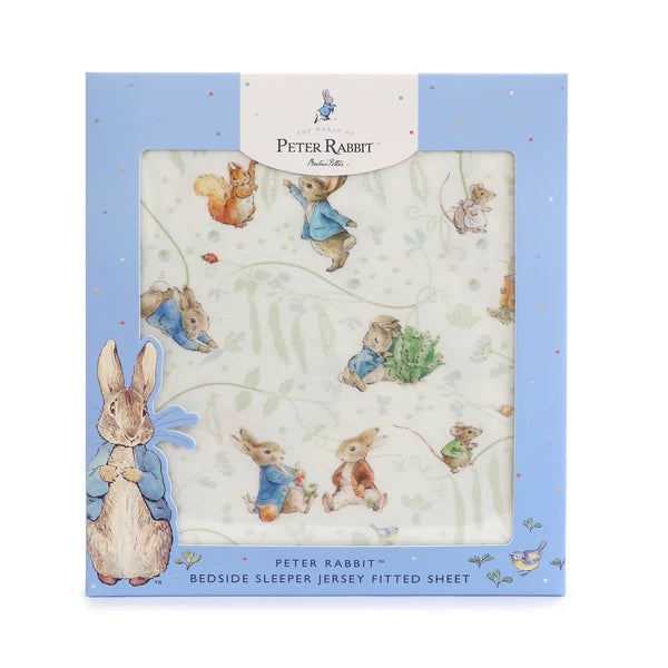Bubba Blue Peter Rabbit &amp; Benjamin Bunny Co Sleeper Jersey Fitted Sheet Blue