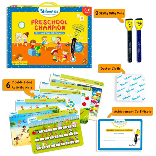 Skillmatics Preschool Champion Write and Wipe Activity Mats